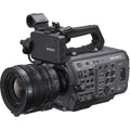 Cinema camera with 28-135mm lens, top-left view with control buttons