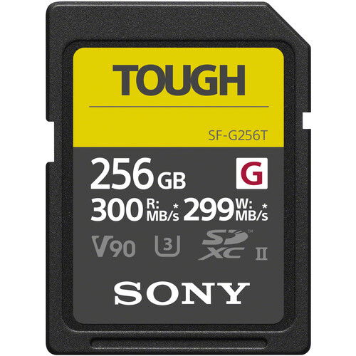 Tough 256GB SDXC UHS-II V90 SD memory card, 300MB/s read, 299MB/s write