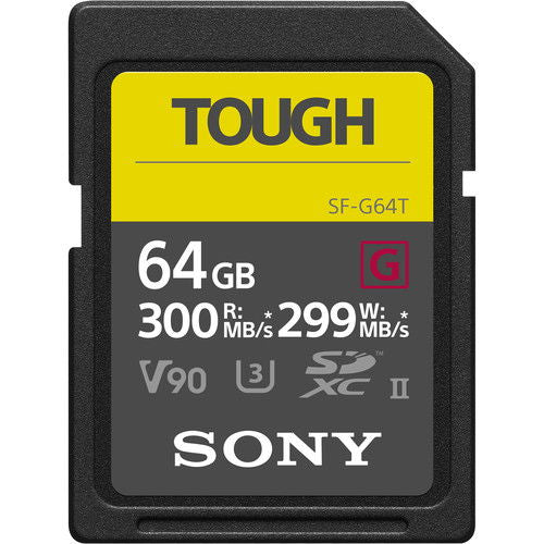 Card SDXC Tough Sony negru cu etichetă galbenă 64 GB, UHS-II V90