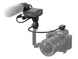 Sony XLR adapter with foam windscreen mounted on camera with connecting cable