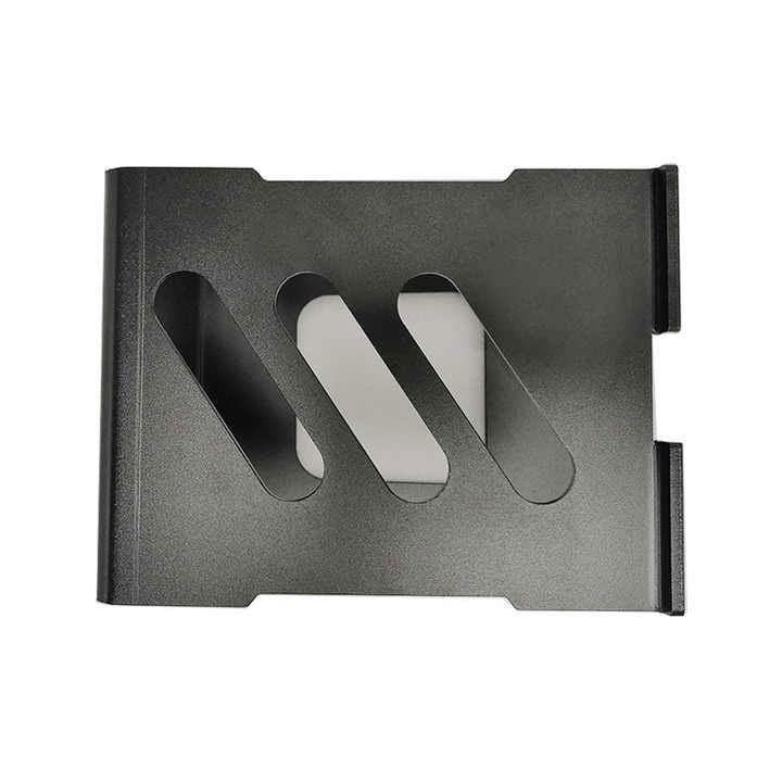 Suport boxe/monitoare de 4" negru, suport frontal cu trei decupaje alungite