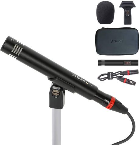 Microfon shotgun Synco CMic-V10 hipercardioid cu paravânt și husă, cabluri incluse