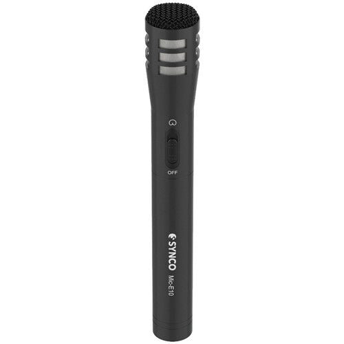 Cardioid handheld microphone front view with foam grille and ON/OFF switch