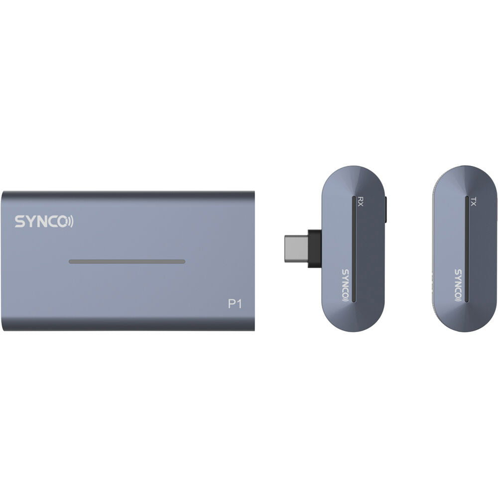 Lavalieră wireless: emițător P1 și două receptoare pentru smartphone/tabletă.