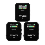 Wireless lavalier mic receiver and two transmitters with front display panels