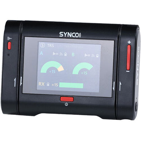 Dual wireless lavalier receiver with LCD showing A/B plus RX level bar