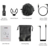 Set microfon: mic, șoc mount, paravânt, cablu 3.5 mm TRRS, geantă și manual