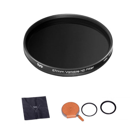 Filtru ND variabil 67 mm cu adaptor; include ineluri 52/58, plic și lavetă
