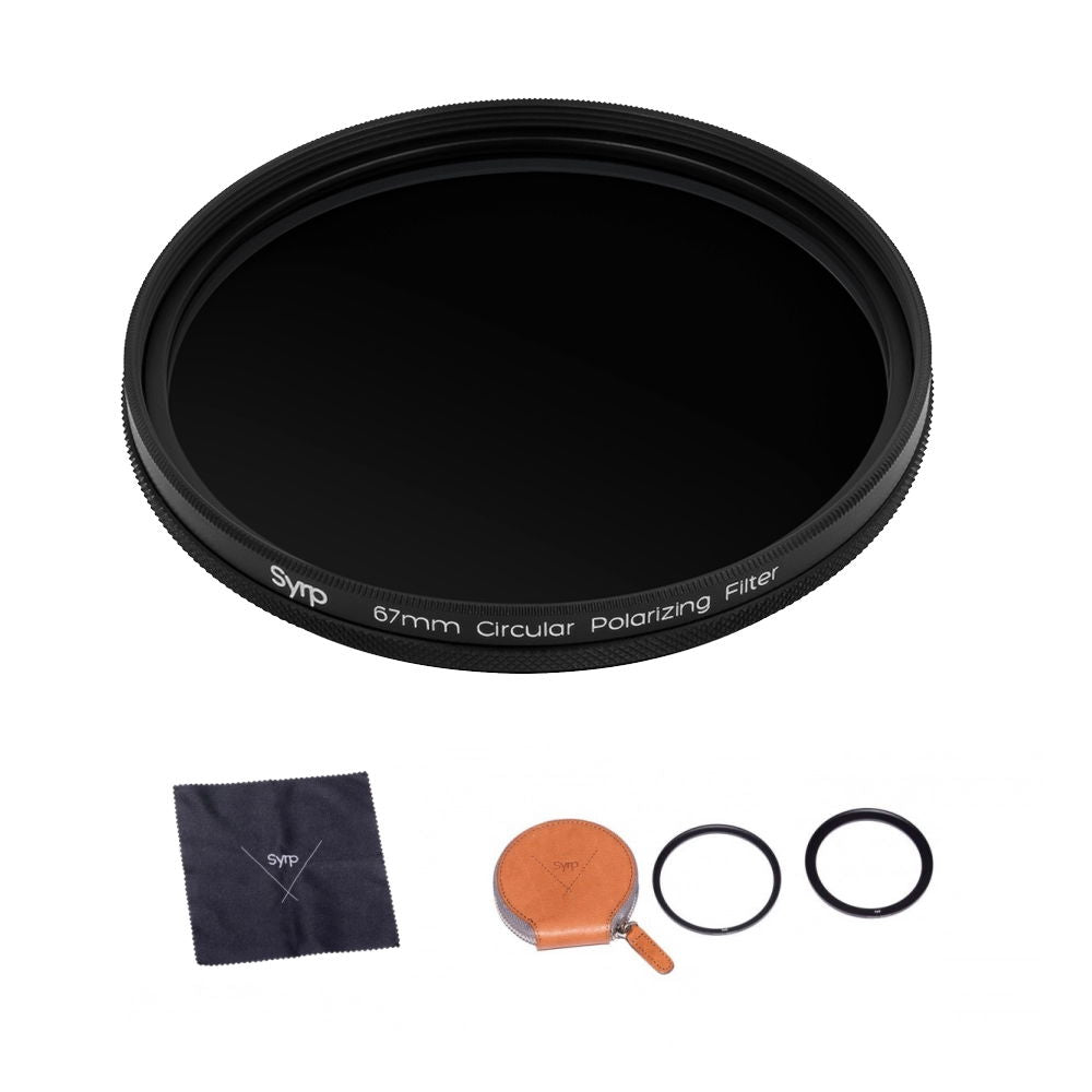 Filtru polarizant circular 67mm cu adaptor 52/58mm, pânză și inele de schimb