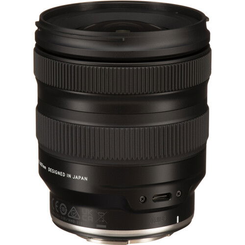 Tamron 20-40mm f/2.8 lens rear side, black with port openings and label