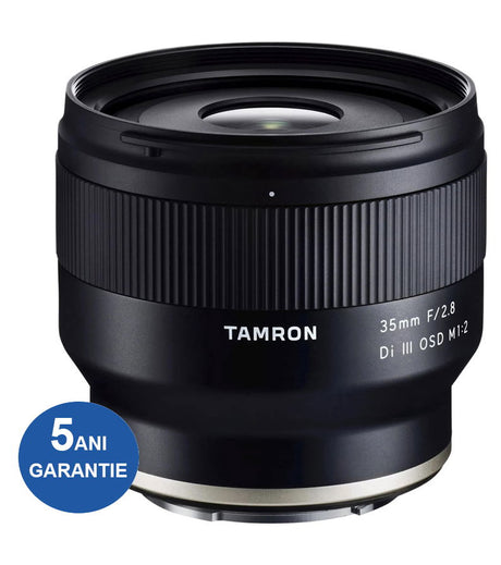 35mm f/2.8 lens for Sony E, black ribbed barrel with front glass