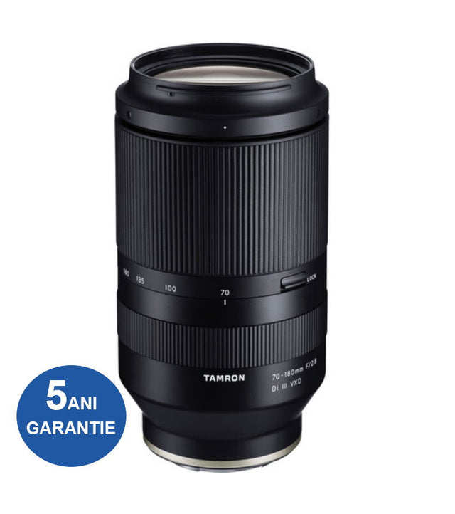Black 70-180mm camera lens with ribbed grip and zoom ring scale
