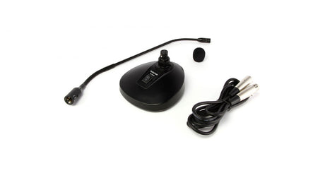 Set microfon de masă: bază neagră, braț cu capsulă și cablu cu mufe