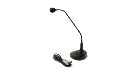 Microfon conferințe cu bază neagră și cablu cu conectori audio