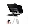 Teleprompter negru pentru smartphone/tabletă, cu panou rabatabil și platformă