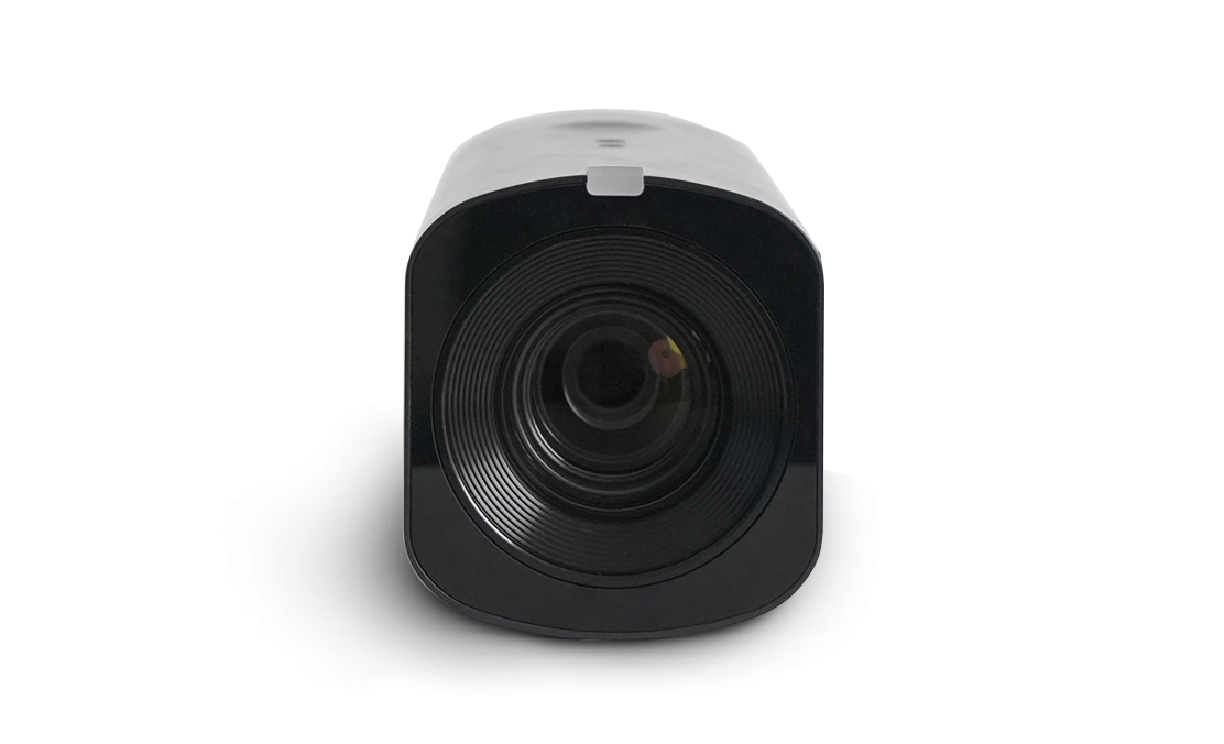 Cameră Telycam Vision+ 4KZ cu obiectiv frontal negru și carcasă alb-gri