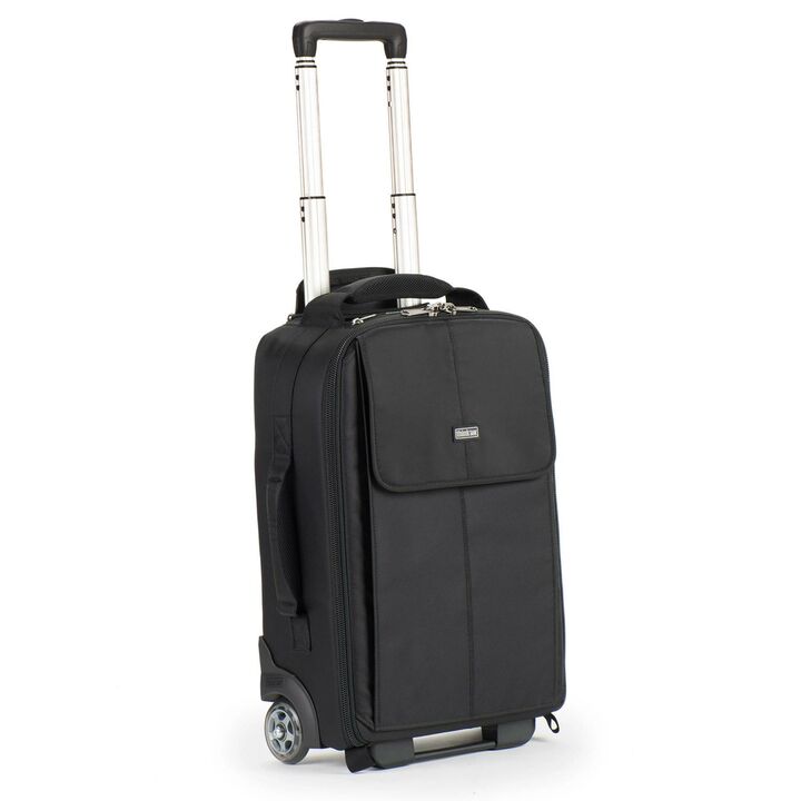 Troller foto carry-on Think Tank negru, vedere laterală cu mâner telescopic