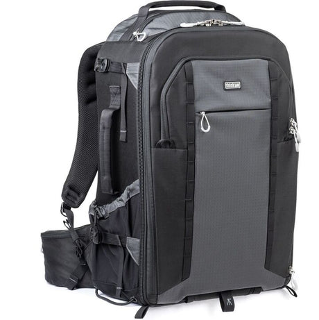 Rucsac foto expandabil negru, compartiment frontal cu fermoar și bretele laterale