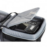 Open top photo holster bag showing interior camera controls and padded divider