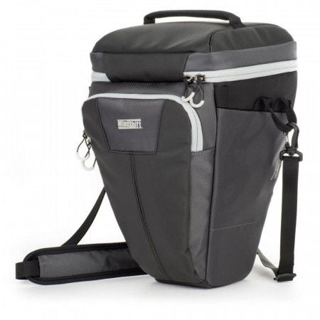 Photo holster bag 50, dark gray with front pockets and shoulder strap