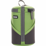 Green & dark gray lens case with carry handle, logo patch, front zip pocket
