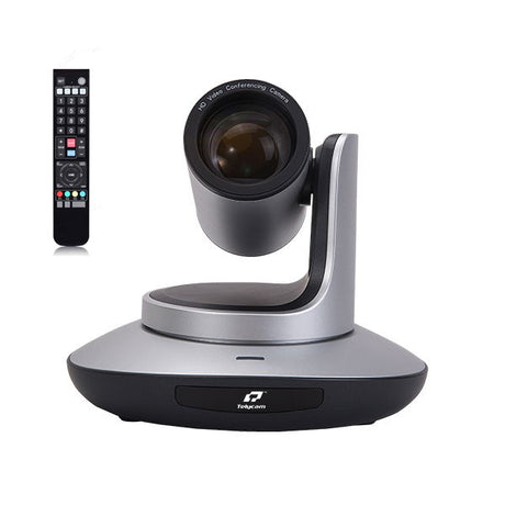 PTZ video conferencing camera with remote control, zoom lens on base