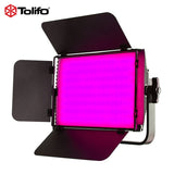 Bicolor/RGB LED light on with magenta glow and attached barn doors