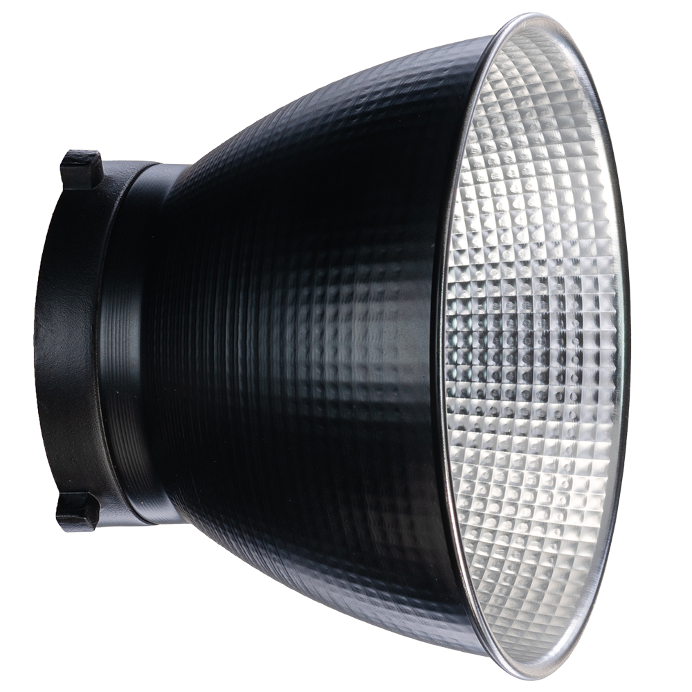 7-inch studio reflector, black housing with silver grid face