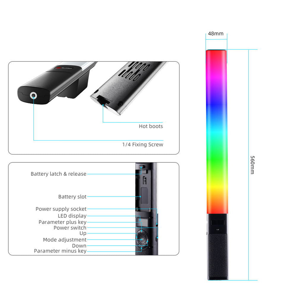 Tolifo ST-20B LED Bagheta Bicolor/RGB 56cm cu alimentator si telecomanda - View 4