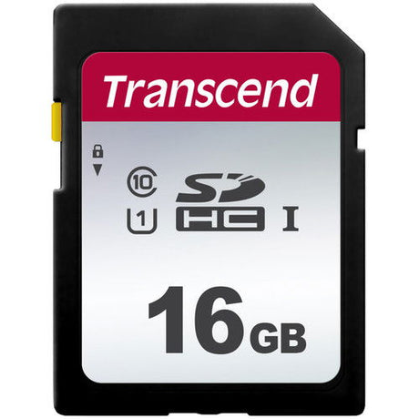 Card SD Transcend 16 GB, negru cu inscripție roșie