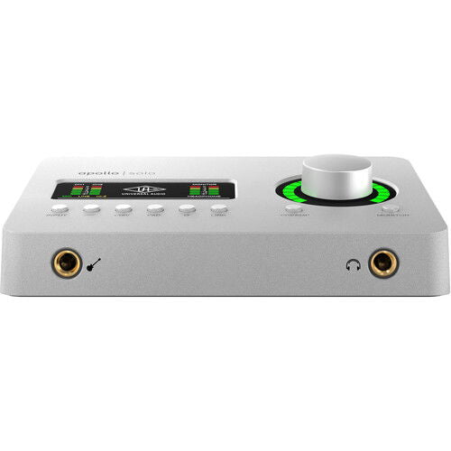 Interfață audio USB Apollo Solo, vedere de sus cu buton mare și comenzi