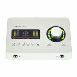 Apollo Solo USB audio interface front panel with meter screen, preamp and monitor controls