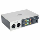 Volt 2 audio interface angled view showing front panel knobs and two input ports