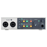 Volt 2 audio interface close-up: two combo inputs plus gain, 48V, and monitor controls