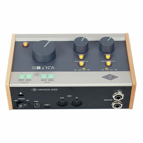 Volt 276 audio interface rear panel with power switch, USB-C, MIDI, and I/O ports