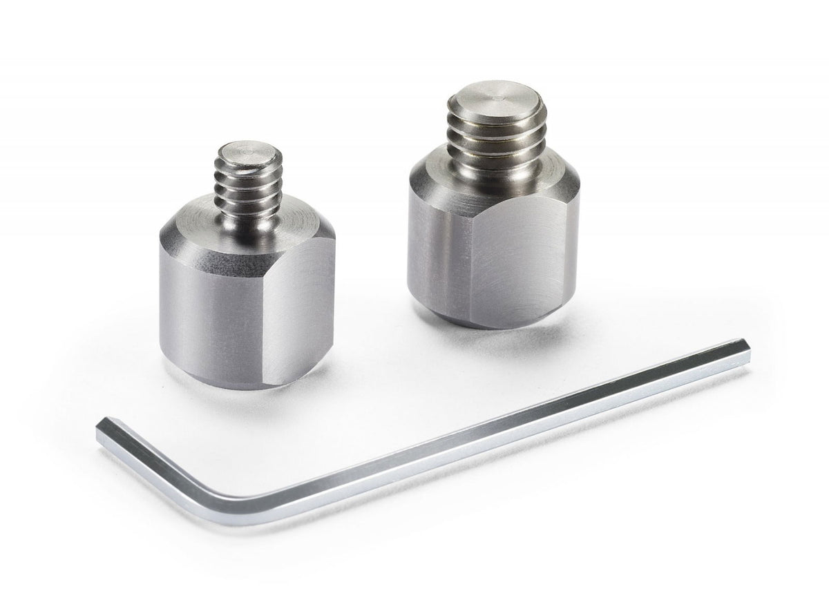 Metal camera tripod adapter set: 1/4 and 3/8 threaded posts with hex key