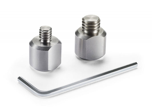 Metal camera tripod adapter set: 1/4 and 3/8 threaded posts with hex key