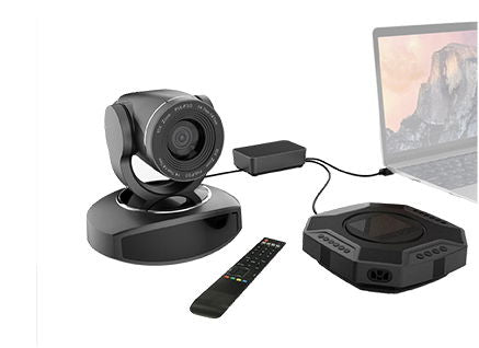 Sistem cameră PTZ Full HD cu telecomandă și cablu, stație de conferință neagră