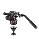 Cap video Manfrotto pentru trepied cu mâner și cadran, negru și roșu
