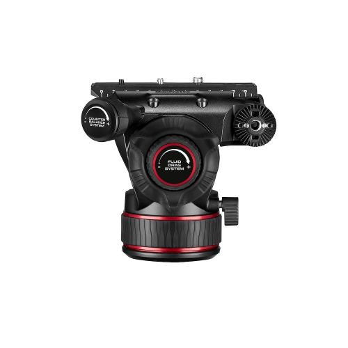 Nitrotech 608 cap fluid video, vedere de sus, negru cu roșu, cadran central și roată