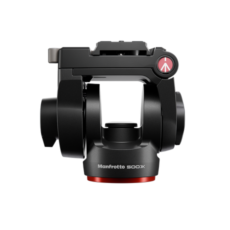 Cap fluid Manfrotto 500X negru cu suport central și inel roșu de bază