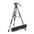 Trepied video Manfrotto cu cap și husă neagră, inserții roșii