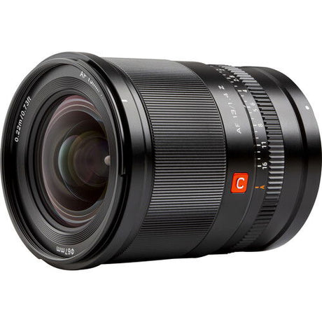 13mm f/1.4 AF STM lens for Nikon Z, side view with ridged focus/aperture ring