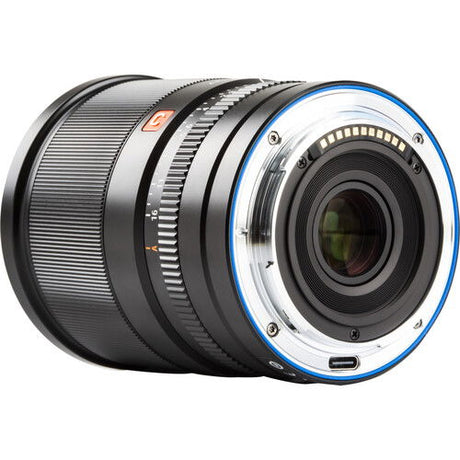 13mm f/1.4 AF STM lens for Nikon Z, rear mount with blue ring and contact pins