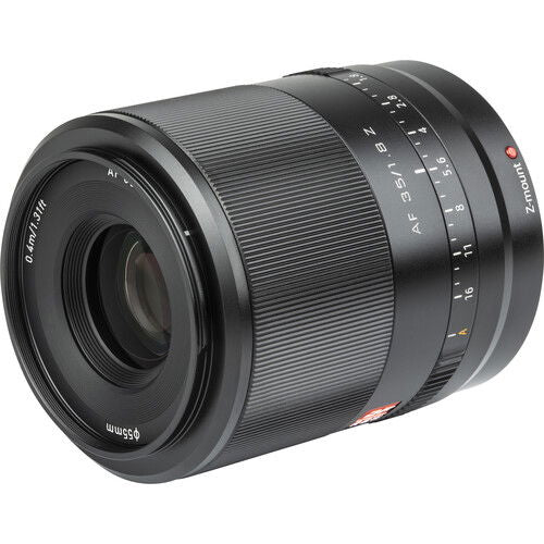 AF 35mm f/1.8 Z lens for Nikon Z, side view showing ridged focus ring, black