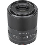 AF 35mm f/1.8 Z lens for Nikon Z, top view with front glass opening, black