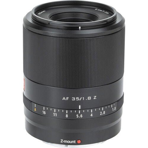 AF 35mm f/1.8 Z lens for Nikon Z, front barrel and focus scale, black