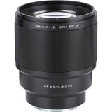 85mm f/1.8 FE II lens for Sony E, three-quarter view, front element visible