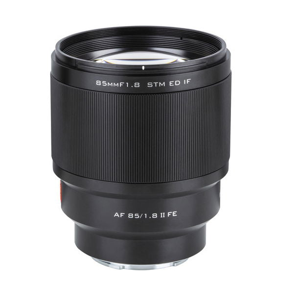 85mm f/1.8 FE II lens for Sony E, black barrel, front glass visible