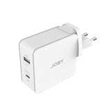 Compact dual-port wall charger in white with USB-A and USB-C PD